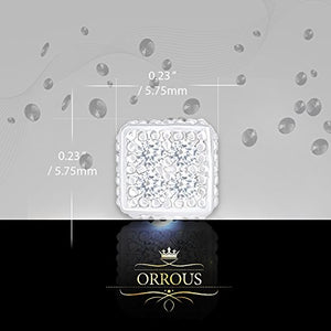 ORROUS & CO Women's 18K White Gold Plated Cubic Zirconia Ice Cube Dice Shape Unisex Stud Earrings