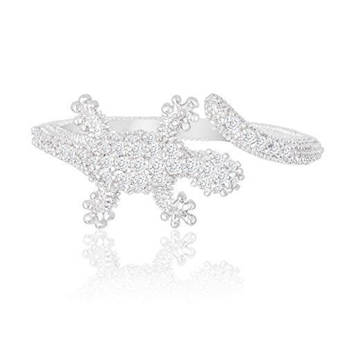 ORROUS & CO Women's 18K White Gold Plated Cubic Zirconia Lizard Adjustable Ring Wrap