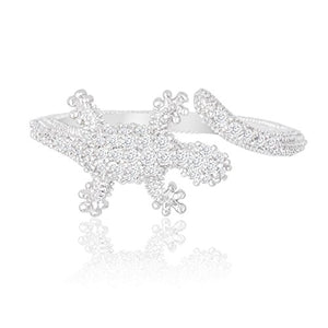 ORROUS & CO Women's 18K White Gold Plated Cubic Zirconia Lizard Adjustable Ring Wrap