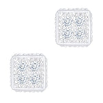ORROUS & CO Women's 18K White Gold Plated Cubic Zirconia Ice Cube Dice Shape Unisex Stud Earrings