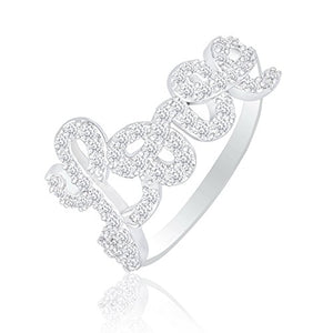 ORROUS & CO Women's 18K White Gold Plated Cubic Zirconia Love Ring
