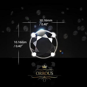 ORROUS & CO Women's 18k White Gold Plated Round Cubic Zirconia Solitaire Stud Earrings (6.80 carats) - Onyx