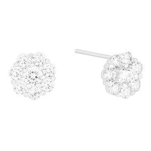 ORROUS & CO Women's 18K White Gold Plated Cubic Zirconia Flower Stud Earrings