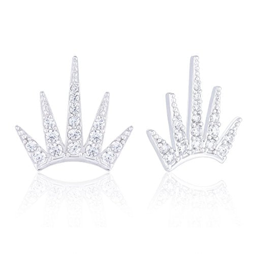 ORROUS & CO Women's 18K White Gold Plated Cubic Zirconia Statue of Liberty Crown Stud Earrings
