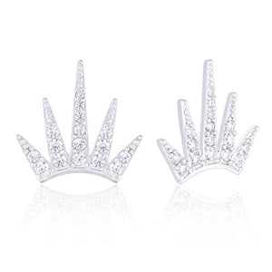 ORROUS & CO Women's 18K White Gold Plated Cubic Zirconia Statue of Liberty Crown Stud Earrings