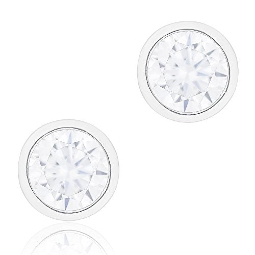 ORROUS & CO Women's 18K White Gold Plated Cubic Zirconia Round Cut Unisex Solitaire Stud Earrings (1.50 carats)