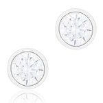 ORROUS & CO Women's 18K White Gold Plated Cubic Zirconia Round Cut Unisex Solitaire Stud Earrings (1.50 carats)