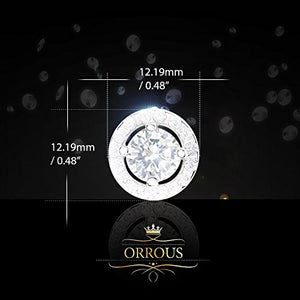 ORROUS & CO Women's 18K White Gold Plated Illusion Solitaire Cubic Zirconia Halo Stud Earrings (2.25 carats)