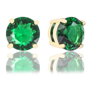 ORROUS & CO Women's 18K Yellow Gold Plated Round Cubic Zirconia Solitaire Stud Earrings (6.80 carats) - Emerald