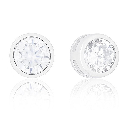 ORROUS & CO Women's 18K White Gold Plated Cubic Zirconia Round Cut Unisex Solitaire Stud Earrings (1.50 carats)