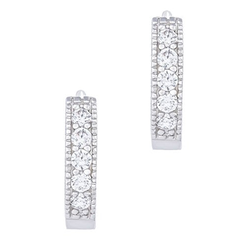 ORROUS & CO Women's 18K White Gold Plated Cubic Zirconia Accent Hoop Earrings