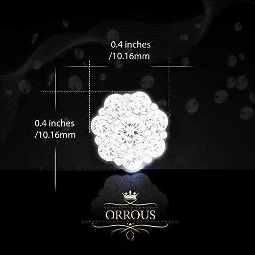 ORROUS & CO Women's 18K White Gold Plated Cubic Zirconia Flower Stud Earrings