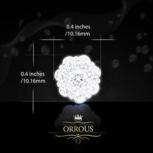 ORROUS & CO Women's 18K White Gold Plated Cubic Zirconia Flower Stud Earrings