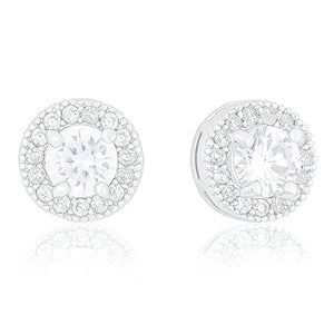 ORROUS & CO Women's 18K White Gold Plated Cubic Zirconia Round Halo Stud Unisex Earrings