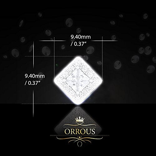 ORROUS & CO Women's 18K White Gold Plated Solitaire Cubic Zirconia Square Stud Earrings (1.00 carats)