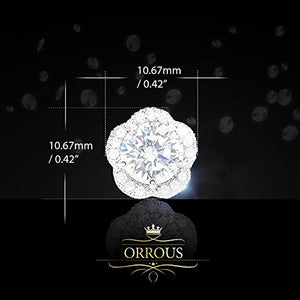 ORROUS & CO Women's 18K White Gold Plated Cubic Zirconia Flower Halo Stud Earrings (2.30 carats)