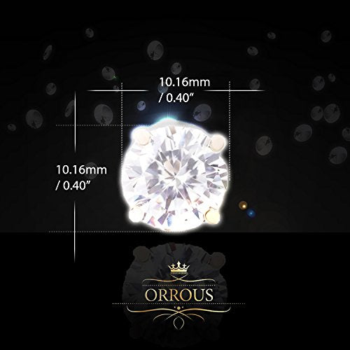 ORROUS & CO Women's 18K Yellow Gold Plated Round Cubic Zirconia Solitaire Stud Earrings (6.80 carats)