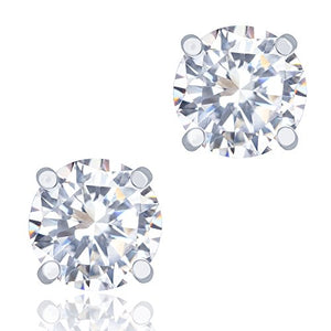 ORROUS & CO Women's 18K White Gold Plated Cubic Zirconia Round Cut Unisex Solitaire Stud Earrings (1.90 carats)