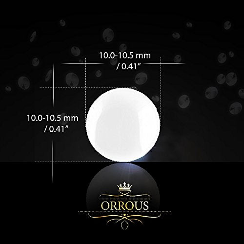 ORROUS & CO Women's 18K White Gold Plated Round Shell Pearl Stud Earrings (10.0-10.5mm)