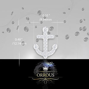 ORROUS & CO Women's 18K White Gold Plated Cubic Zirconia Anchor Stud Earrings