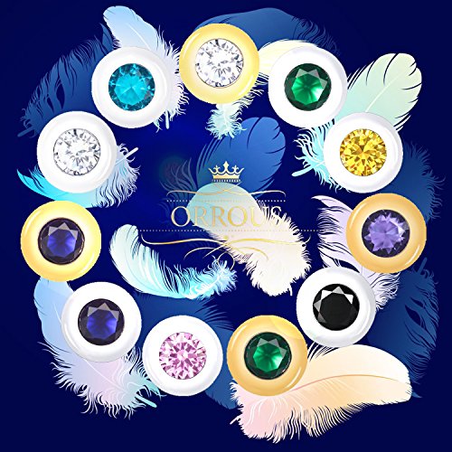 ORROUS & CO Women's 18k Yellow Gold Plated Bezel Cubic Zirconia Solitaire Stud Earrings (5.00 carats) - Sapphire