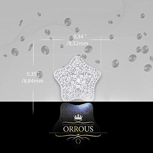 ORROUS & CO Women's 18K White Gold Plated Cubic Zirconia Star Stud Earrings