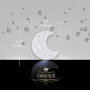 ORROUS & CO Women's 18K White Gold Plated Cubic Zirconia Moon Stud Earrings