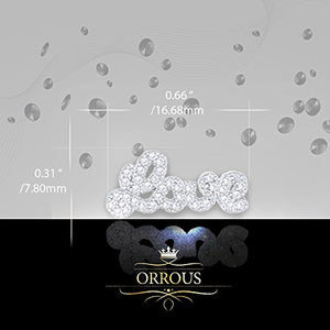 ORROUS & CO Women's 18K White Gold Plated Cubic Zirconia Love Stud Earrings