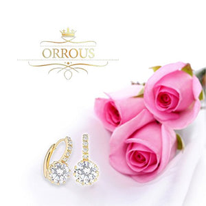 ORROUS & CO Women's 18K Gold Plated Solitaire Cubic Zirconia Leverback Earrings (5.00 carats)