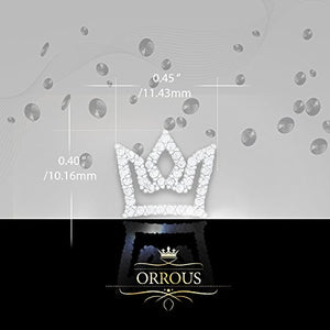ORROUS & CO Women's 18K White Gold Plated Cubic Zirconia Princess Crown Stud Earrings