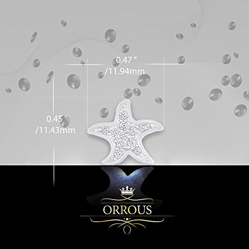 ORROUS & CO Women's 18K White Gold Plated Cubic Zirconia Starfish Stud Earrings