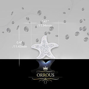 ORROUS & CO Women's 18K White Gold Plated Cubic Zirconia Starfish Stud Earrings