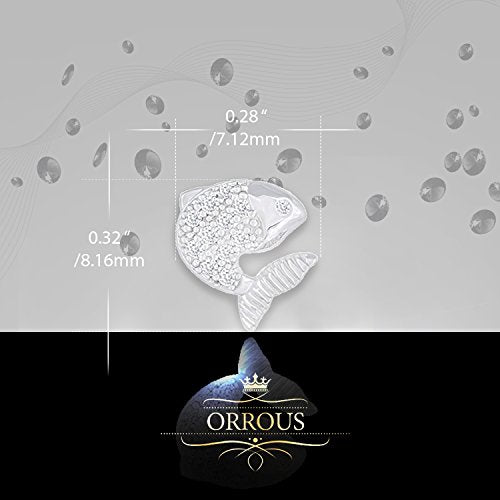 ORROUS & CO Women's 18K White Gold Plated Cubic Zirconia Fish Stud Earrings