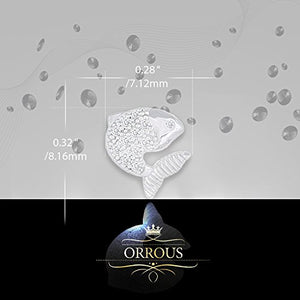 ORROUS & CO Women's 18K White Gold Plated Cubic Zirconia Fish Stud Earrings