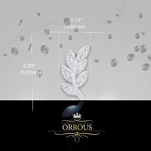 ORROUS & CO Women's 18K White Gold Plated Beautiful Leaf Stud Earrings