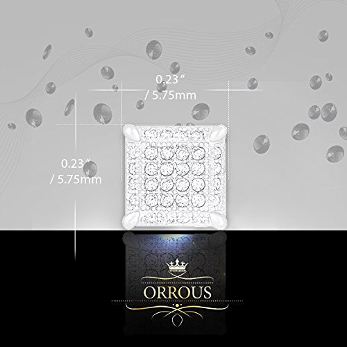 ORROUS & CO Women's 18K White Gold Plated Cubic Zirconia Ice Cube Dice Shape Unisex Stud Earrings