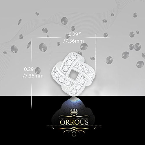 ORROUS & CO Women's 18K White Gold Plated Cubic Zirconia Twisted Love Knot Stud Earrings