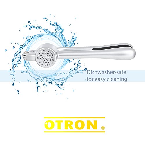 OTRON Premium Garlic Press, Stainless Steel, Garlic Mincer, Professional Heavy Duty, Soft-Handled, Crush Garlic Cloves, Ginger