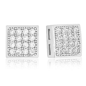ORROUS & CO Women's 18K White Gold Plated Cubic Zirconia Unisex Square Stud Earrings