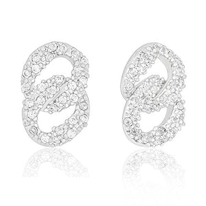 ORROUS & CO Women's 18K White Gold Plated Cubic Zirconia Double Loop Stud Earrings