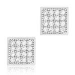 ORROUS & CO Women's 18K White Gold Plated Cubic Zirconia Unisex Square Stud Earrings