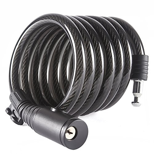 ETRONIC Security Multi-Purpose Self Coiling Keyed Cable Lock M6K, 6-Feet x 3/8-Inch
