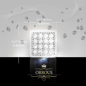 ORROUS & CO Women's 18K White Gold Plated Cubic Zirconia Unisex Square Stud Earrings