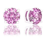 ORROUS & CO Women's 18k Gold Plated Round Cubic Zirconia Solitaire Stud Earrings (6.80 carats) - Pink