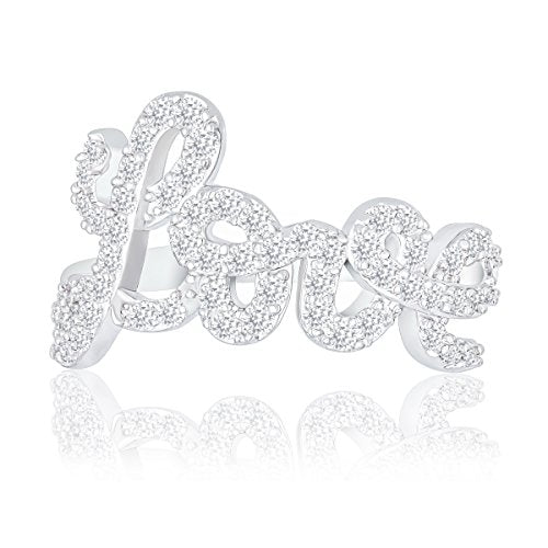 ORROUS & CO Women's 18K White Gold Plated Cubic Zirconia Love Ring