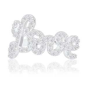 ORROUS & CO Women's 18K White Gold Plated Cubic Zirconia Love Ring