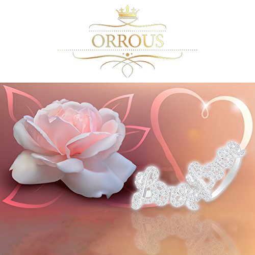 ORROUS & CO Women's 18K White Gold Plated Cubic Zirconia Love Ring