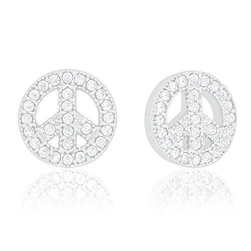 ORROUS & CO Women's 18K White Gold Plated Cubic Zirconia Peace Unisex Stud Earrings