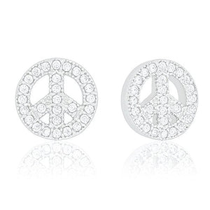ORROUS & CO Women's 18K White Gold Plated Cubic Zirconia Peace Unisex Stud Earrings