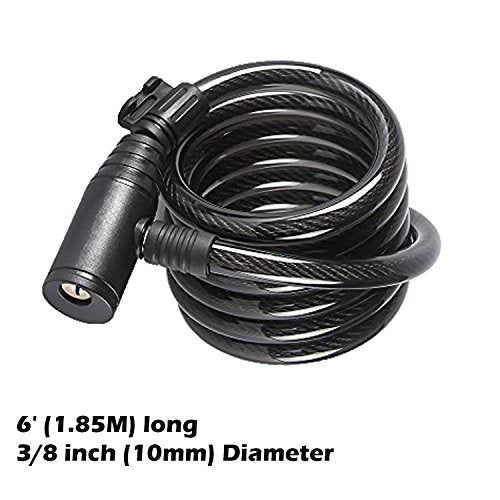 ETRONIC Security Multi-Purpose Self Coiling Keyed Cable Lock M6K, 6-Feet x 3/8-Inch